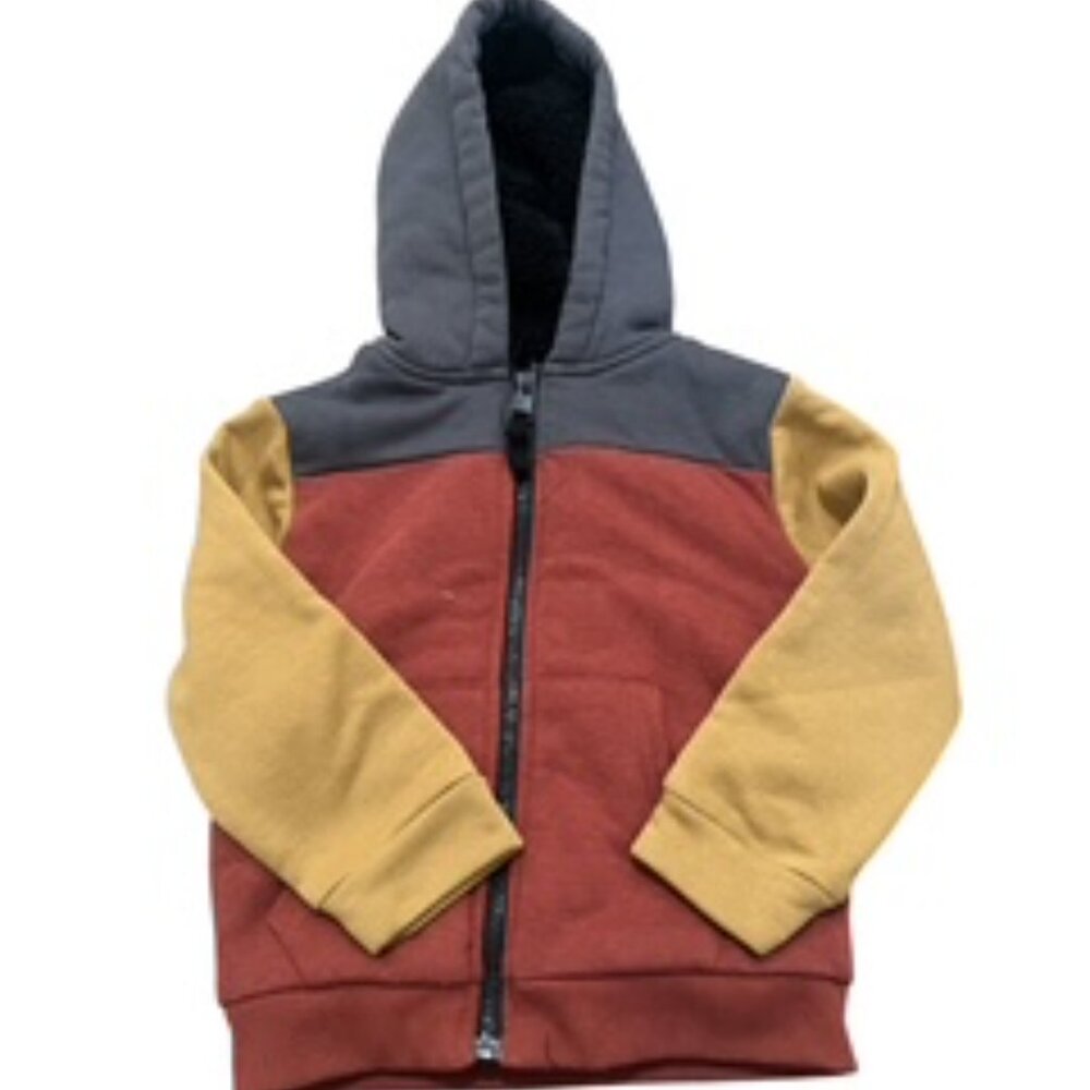 Maximus Rex Hoodie boys size 3T color block full zip sherpa lined sweatshirt